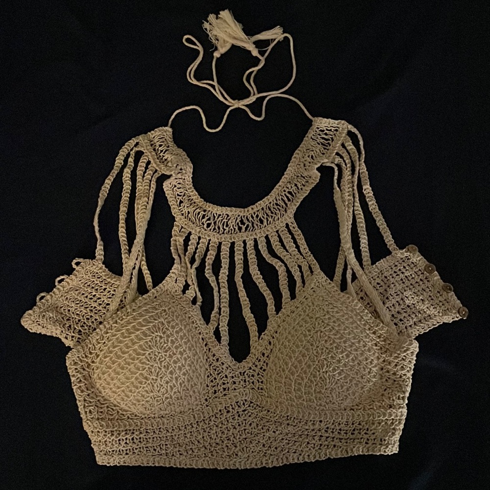 Crocheted, Ivory crop top